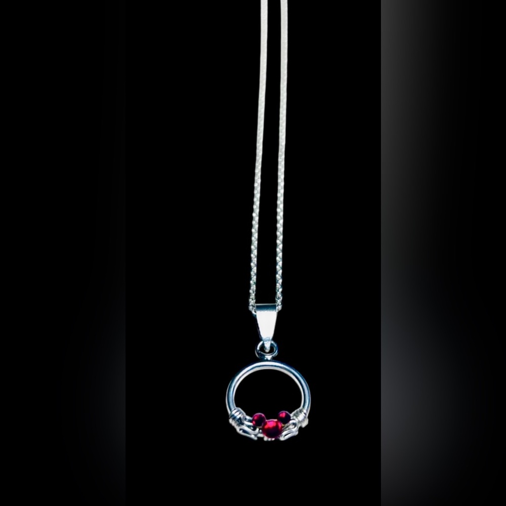 Mickey Mouse 925 Necklace With Ruby Red Austrian … - image 3